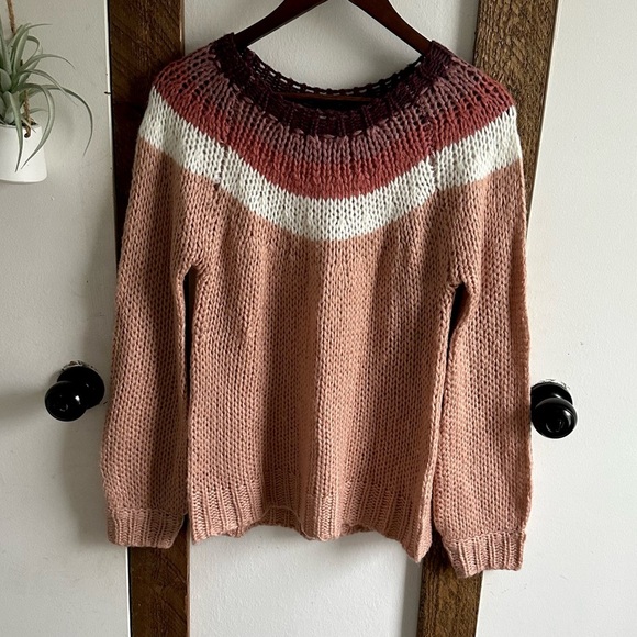 Lola Large Chunky Open Knit Scoop Neck Soft Acrylic Sweater Women’s Size Small - Picture 4 of 16